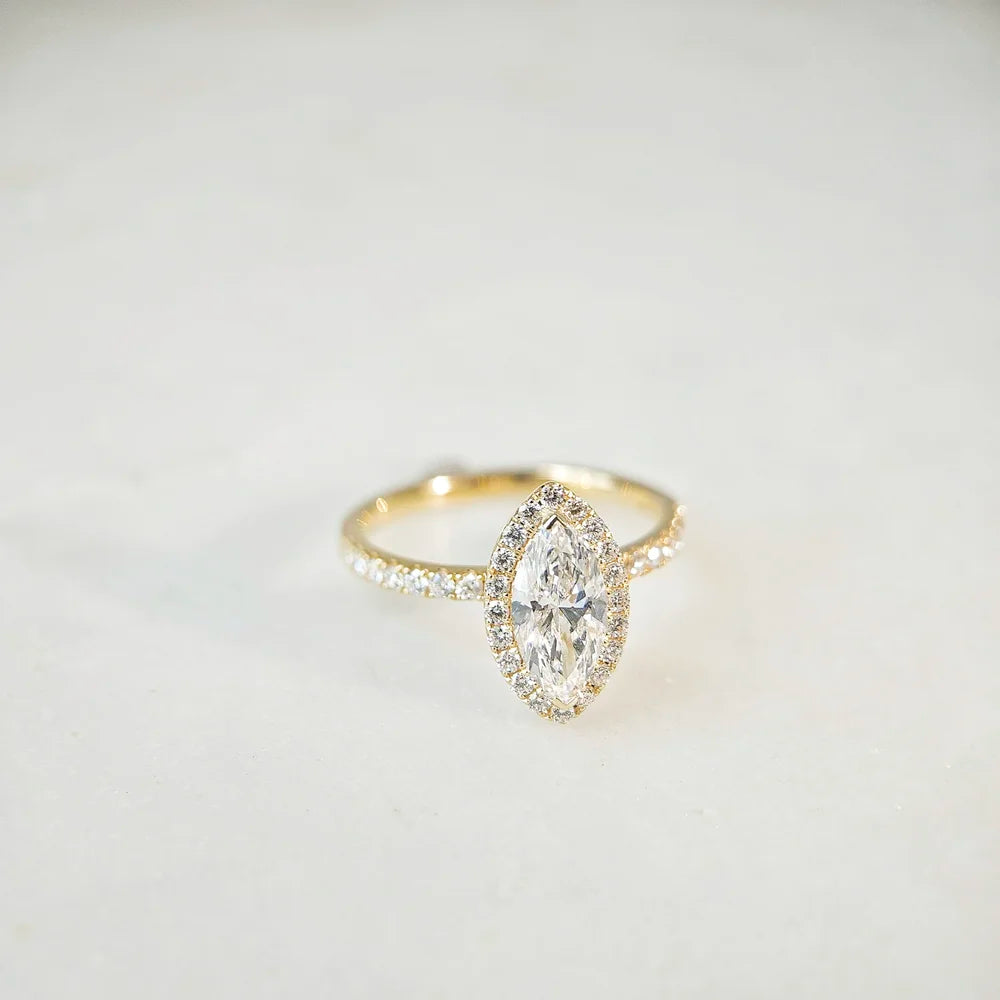 18K Halo Marquise Lab-grown Diamond Band