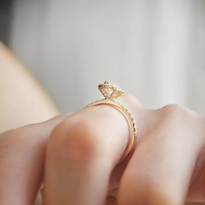 18K Halo Marquise Lab-grown Diamond Band
