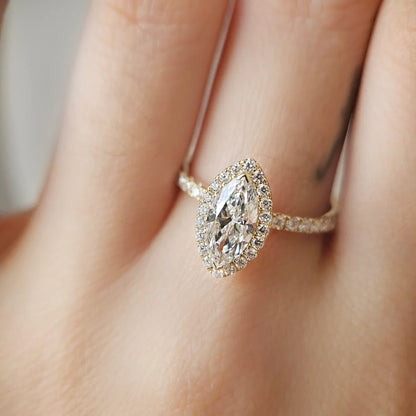 18K Halo Marquise Lab-grown Diamond Band
