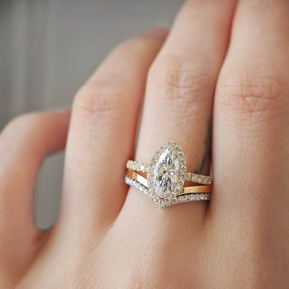 18K Halo Marquise Lab-grown Diamond Band