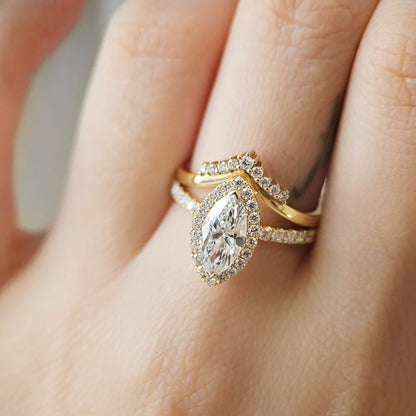 18K Halo Marquise Lab-grown Diamond Band