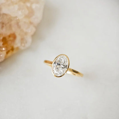 14K Bezel Oval Lab-grown Diamond Ring