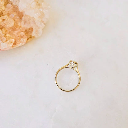 14K Bezel Oval Lab-grown Diamond Ring