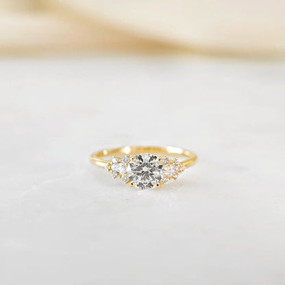 14K Sunburst Lab-grown Diamond Ring