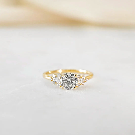 14K Sunburst Lab-grown Diamond Ring
