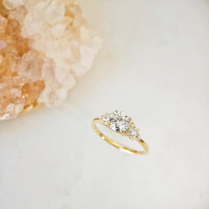 14K Sunburst Lab-grown Diamond Ring