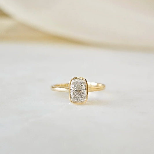 14K Bezel Cushion Lab-grown Diamond Ring