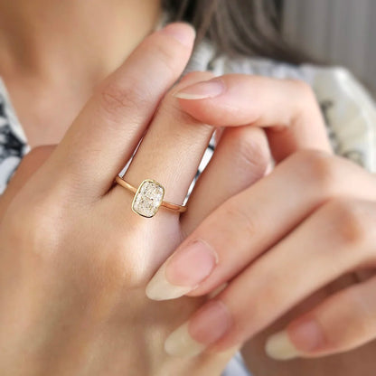 14K Bezel Cushion Lab-grown Diamond Ring