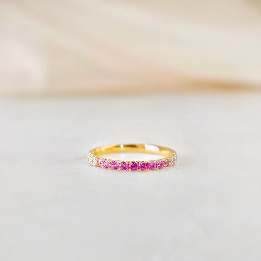 18K Pink Sapphire Gradient Band - Custom made 4-6 weeks