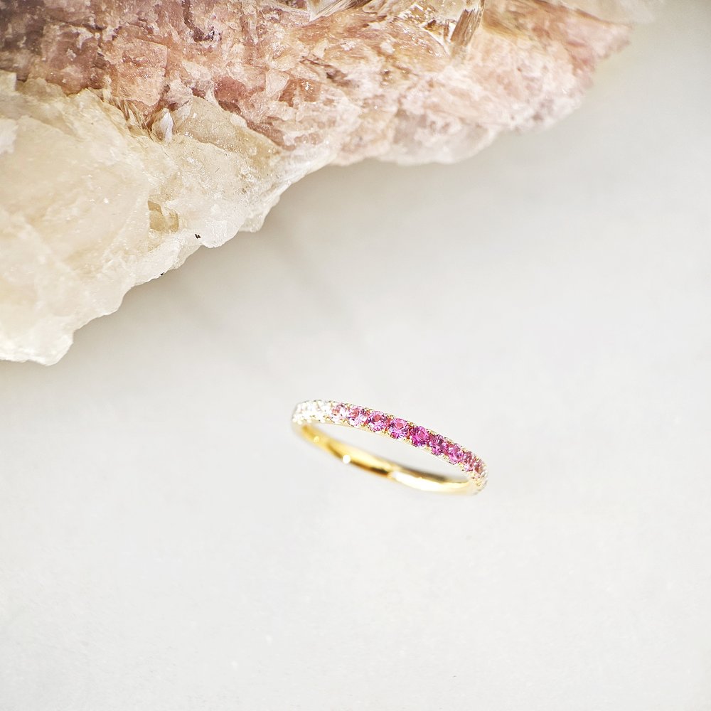 18K Pink Sapphire Gradient Band - Custom made 4-6 weeks
