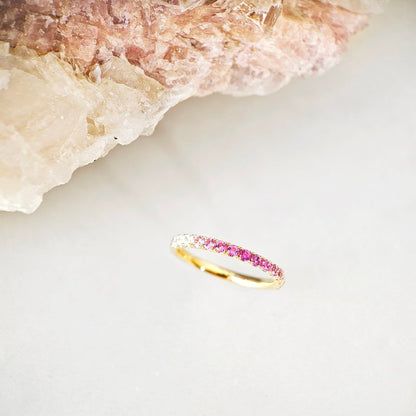 18K Pink Sapphire Gradient Band - Custom made 4-6 weeks