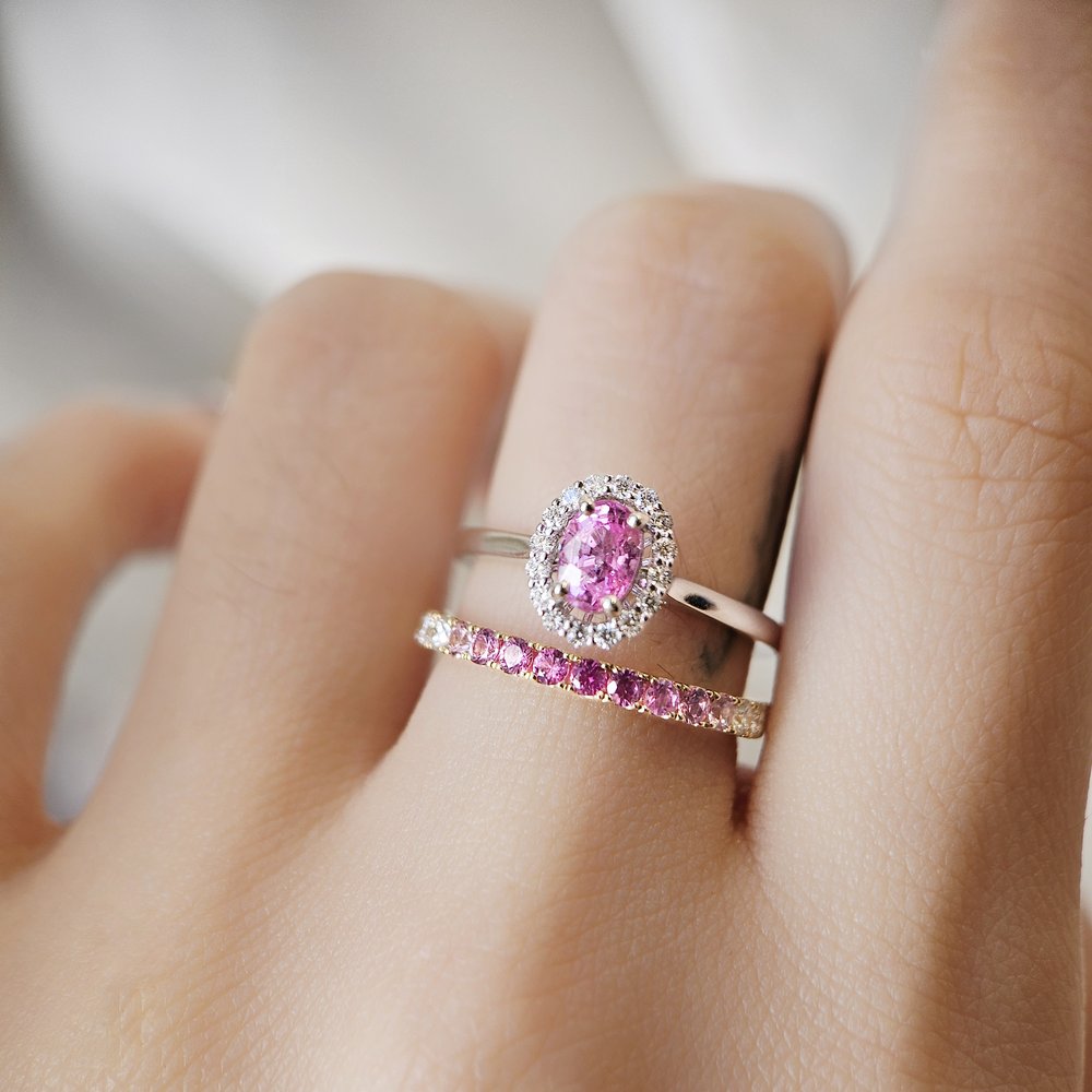 18K Pink Sapphire Gradient Band - Custom made 4-6 weeks