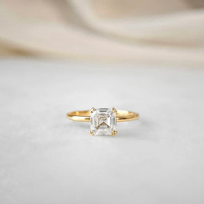 18K Double-claw Asscher Lab-grown Diamond Ring