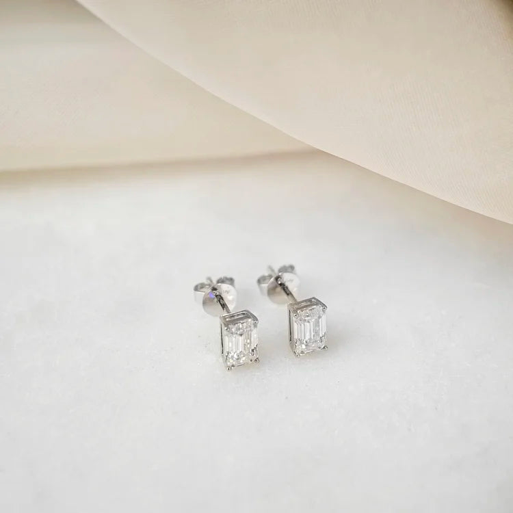 18K Emerald Moissanite Stud Earrings (0.60cts)