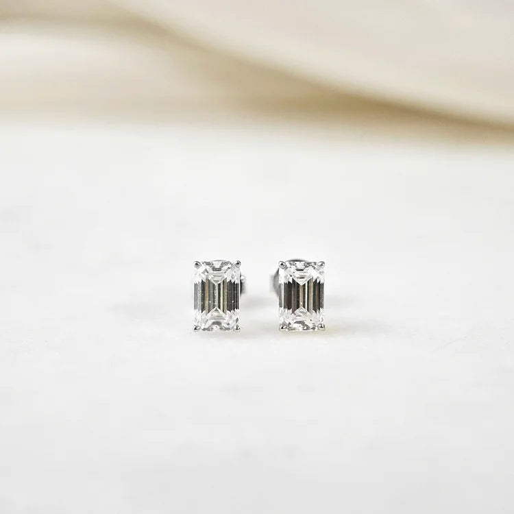 18K Emerald Moissanite Stud Earrings (0.60cts)