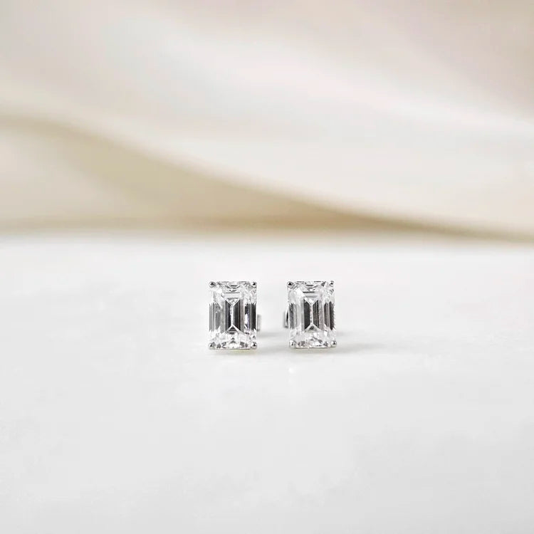 18K Emerald Moissanite Stud Earrings (1.00cts)