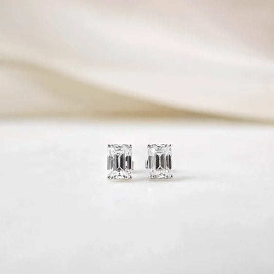 18K Emerald Moissanite Stud Earrings (1.00cts)
