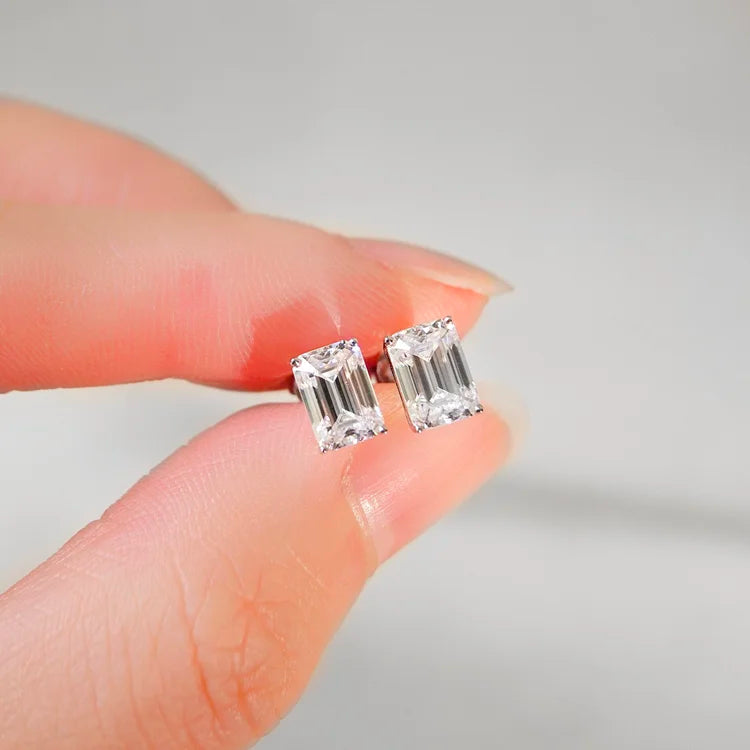 18K Emerald Moissanite Stud Earrings (1.00cts)