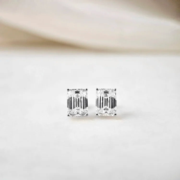 18K Emerald Moissanite Stud Earrings (2.00cts)