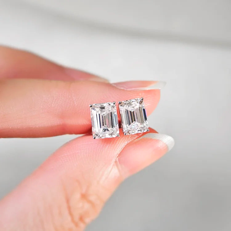 18K Emerald Moissanite Stud Earrings (2.00cts)