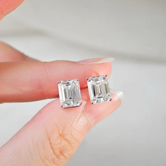 18K Emerald Moissanite Stud Earrings (3.00cts)