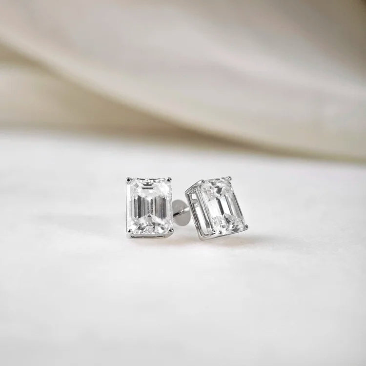 18K Emerald Moissanite Stud Earrings (3.00cts)