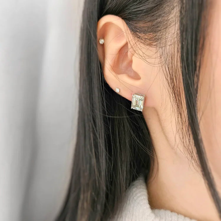 18K Emerald Moissanite Stud Earrings (3.00cts)