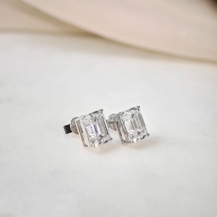 18K Emerald Moissanite Stud Earrings (4.00cts)