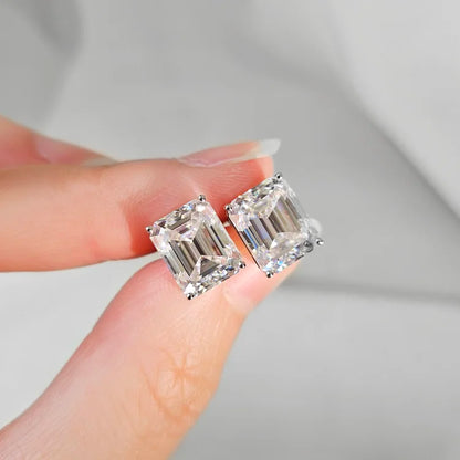 18K Emerald Moissanite Stud Earrings (4.00cts)