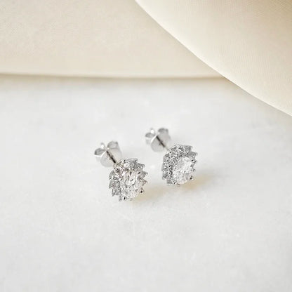 18K Caterina Oval Moissanite with Diamond Snowflake Stud Earrings (0.50cts)