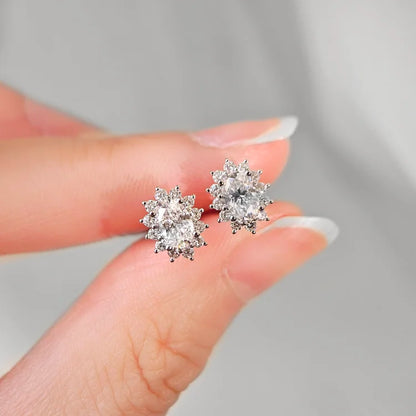18K Caterina Oval Moissanite with Diamond Snowflake Stud Earrings (0.50cts)