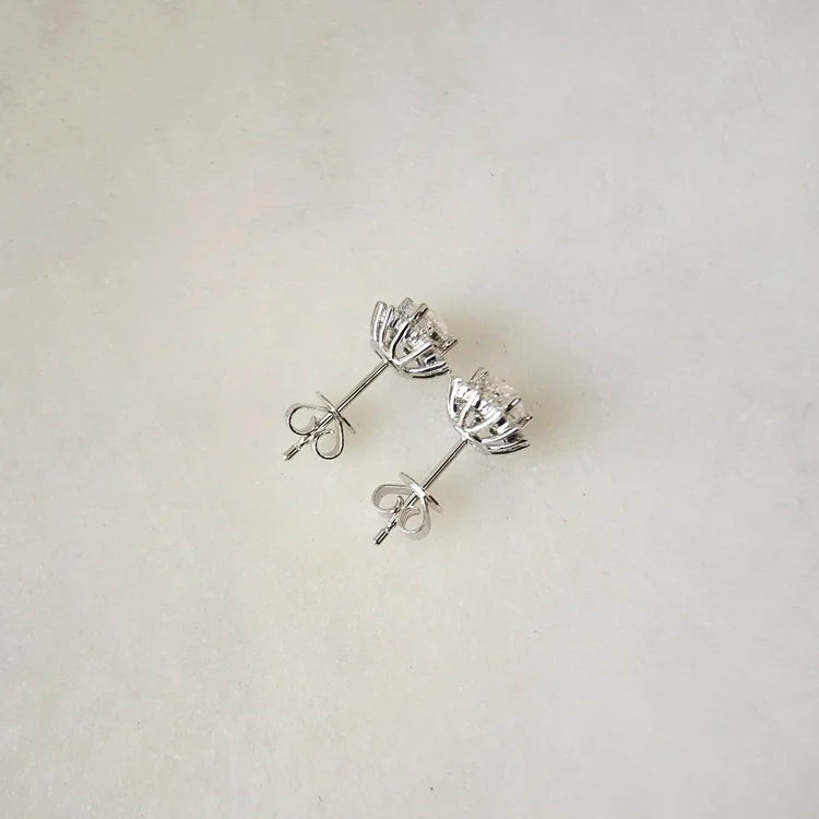 18K Caterina Oval Moissanite with Diamond Snowflake Stud Earrings (0.50cts)