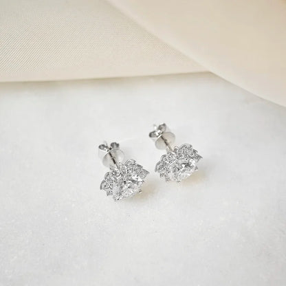 18K Gianna Round Moissanite with Diamond Snowflake Stud Earrings (1.00cts)