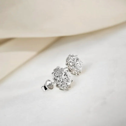 18K Adelina Round Moissanite with Diamond Snowflake Stud Earrings