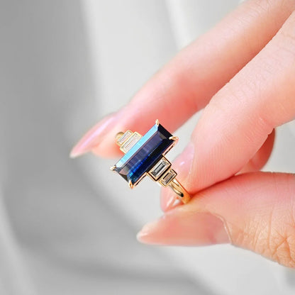 Art Deco Sapphire Ring (Slimer Version)