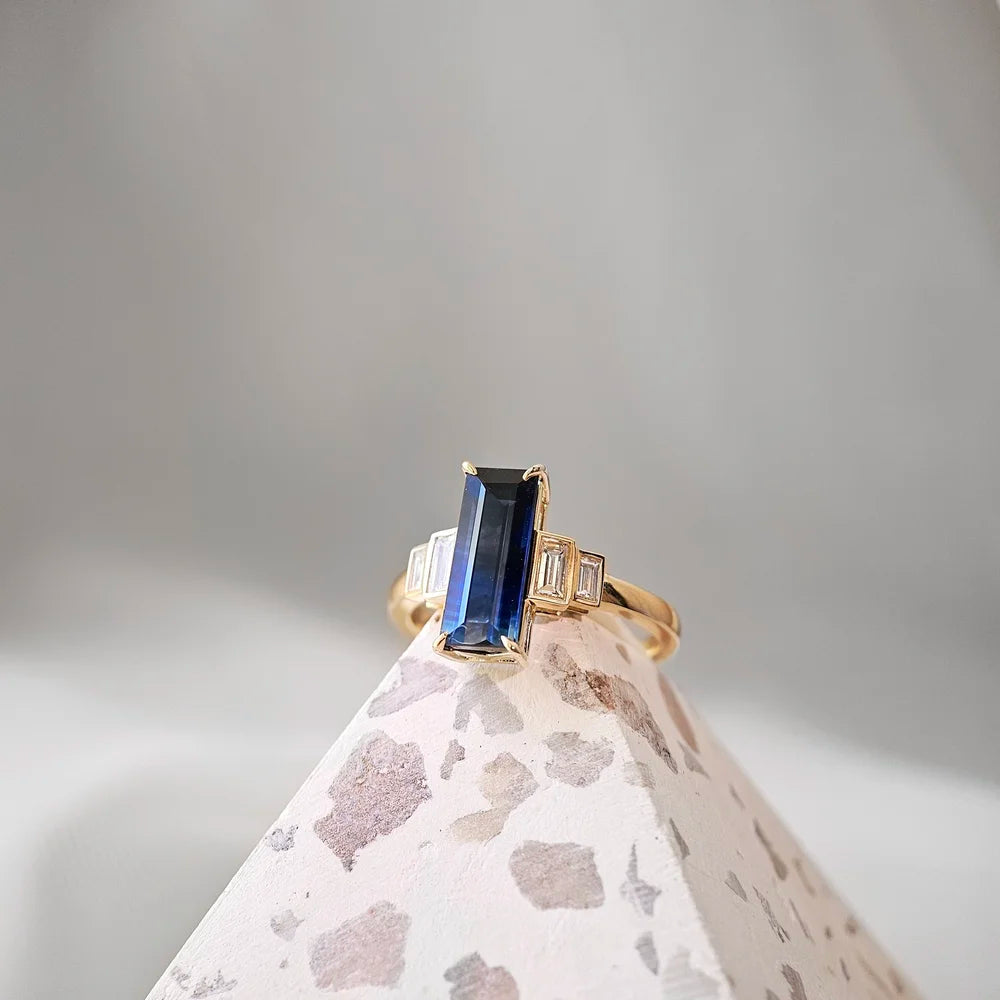 Art Deco Sapphire Ring (Slimer Version)