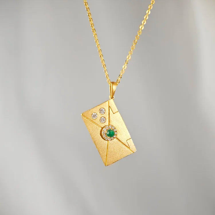18K Emerald Love Letter Pendant