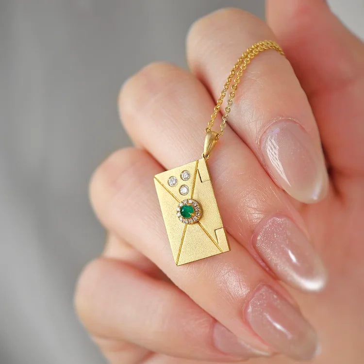 18K Emerald Love Letter Pendant
