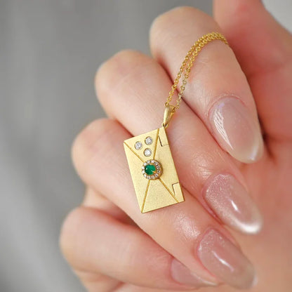 18K Emerald Love Letter Pendant