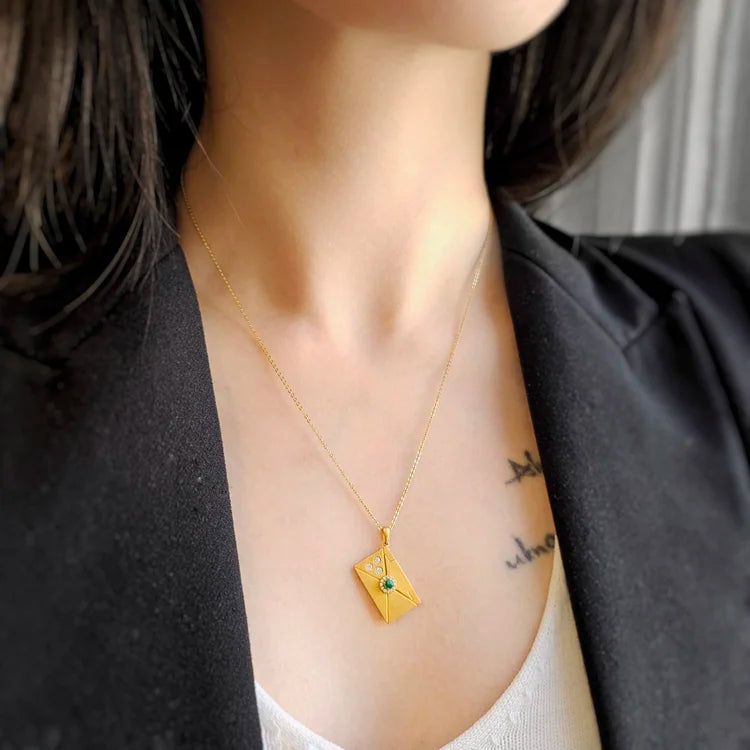 18K Emerald Love Letter Pendant