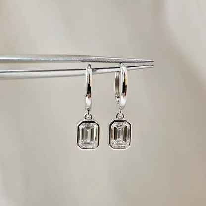 14K Emerald Cut Lab-grown Diamond Hoop