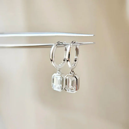 14K Emerald Cut Lab-grown Diamond Hoop