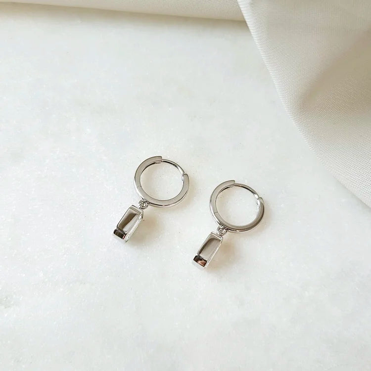 14K Emerald Cut Lab-grown Diamond Hoop