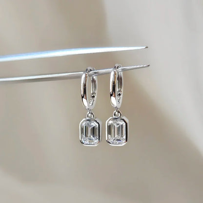 14K Emerald Cut Lab-grown Diamond Hoop