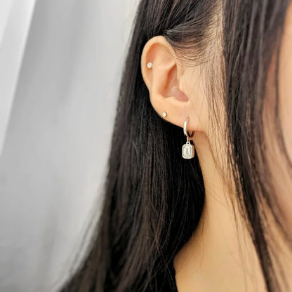 14K Emerald Cut Lab-grown Diamond Hoop