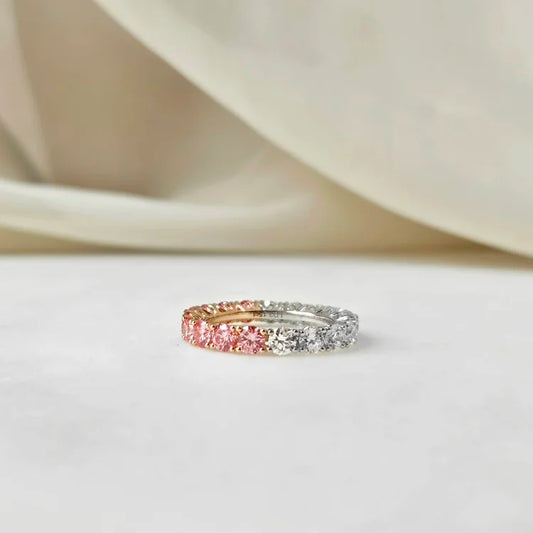 Solana White and Pink Lab-grown Diamond Band