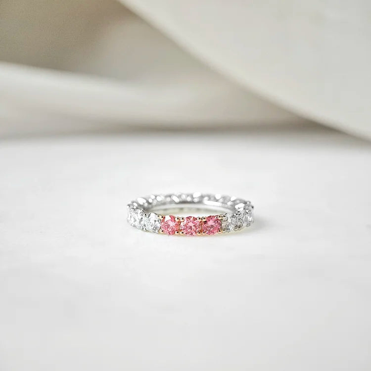 Soraya White and Pink Lab-grown Diamond Band