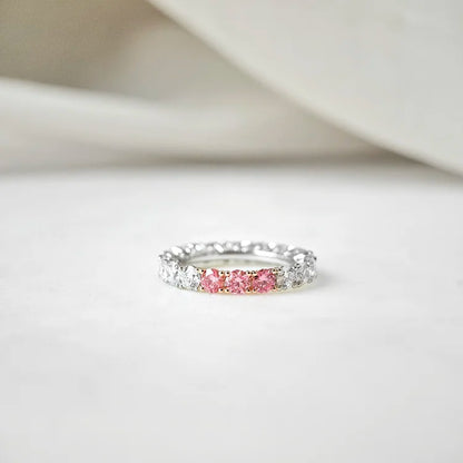 Soraya White and Pink Lab-grown Diamond Band
