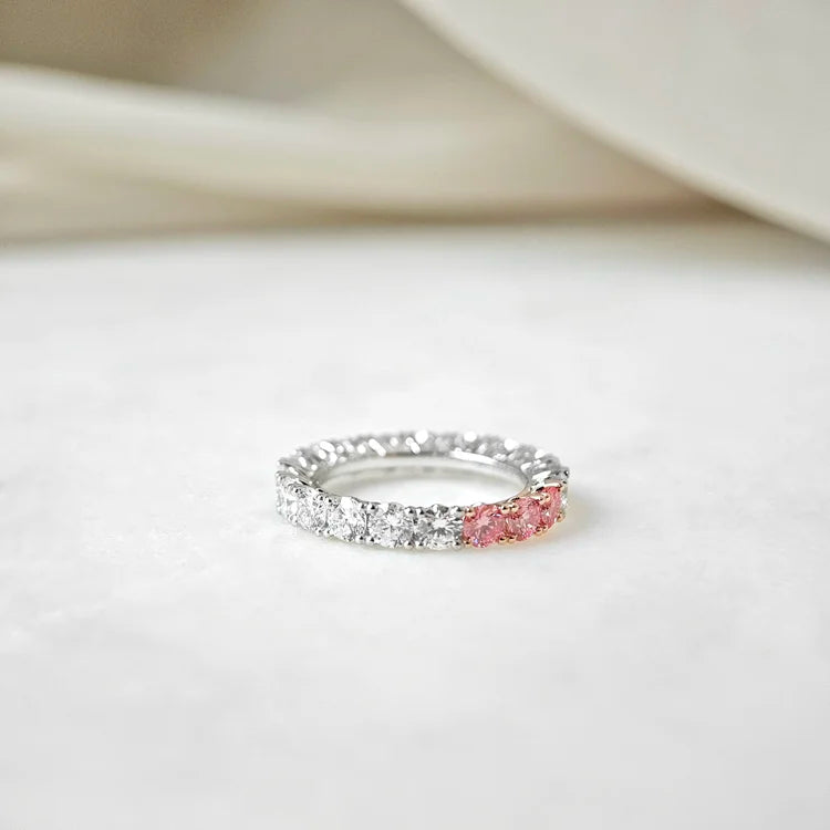 Soraya White and Pink Lab-grown Diamond Band