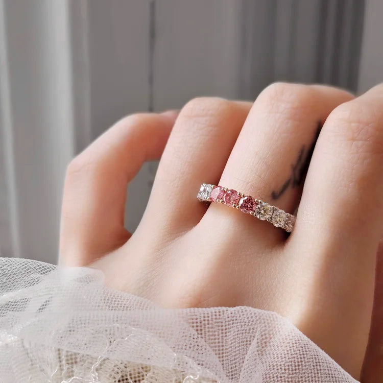 Soraya White and Pink Lab-grown Diamond Band
